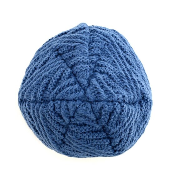 Hat - Slouchy Oversized Baggy  Winter Beanie Hat- Blue W/Gray Fur - Unisex - NWT - Picture 6 of 9